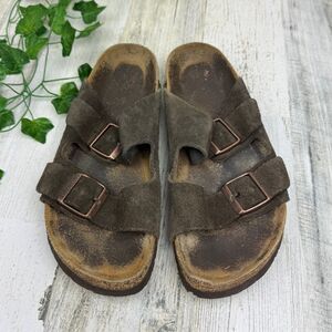 BIRKENSTOCK Mocha Arizona Suede Leather Sandals Size 41 narrow